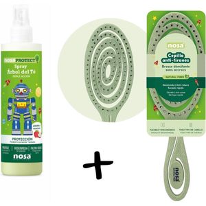 Nosa Protect Triple Action Tea Tree Spray 250ml met appelgeur & Detangler Brush Groen