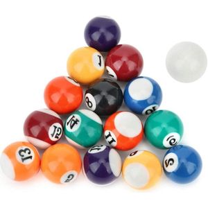 16 stuks 32 mm mini biljartballen van milieuvriendelijke polyesterhars - ideaal voor kinderen