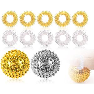KAPSING 2 stuks magnetische egel massagebal en 10 stuks acupressuurmassageringen, acupunctuur-massageballen voor stressvermindering