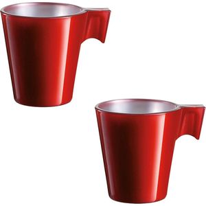10x stuks espresso kopjes rood - Rode metallic koffiekopjes van 80 ml