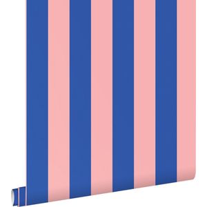 ESTAhome behang strepen licht roze en blauw - 53 cm x 10.05 m - 139907