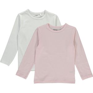 Dirkje Meisjes Shirts Lange Mouwen (2stuks) Wit en Lichtroze - Maat 116