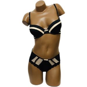 lingerie set voor vrouwen - zwart en beige BH maat 80B + slip maat 36 - VALENTIJN CADEAUTJE VOOR HAAR JE GELIEFDE