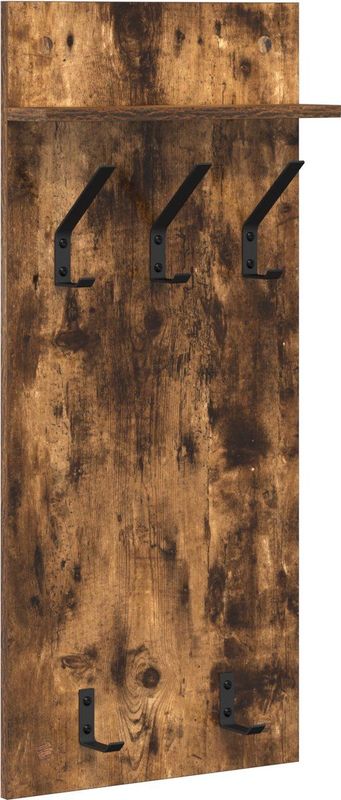 vidaXL - Wandgemonteerde Kapstok - Gerookt Eiken - 90 x 40 x 10 cm
