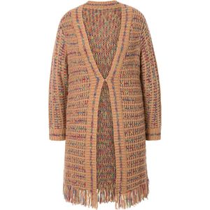 MIAMODA - Dames - lang vest Straight Fit gerafelde zoom - Hazelnoot - Maat 58+