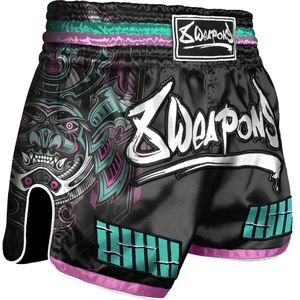 8 Weapons Muay Thai Shorts Samurai 2.0 Cyber Zwart Groen maat L