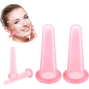 Nordivar - Gezichtscupping-set met 4 siliconen cups voor anti-cellulitis gezichtsmassage