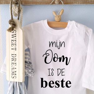 Baby Rompertje met tekst | Mijn oom is de beste | lange mouw | wit met zwart | maat 50-56