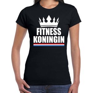 Zwart fitness koningin shirt met kroon dames - Sport / hobby kleding XXL