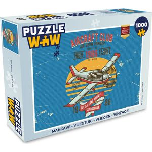 Puzzel Mancave - Vliegtuig - Vliegen - Vintage - Legpuzzel - Puzzel 1000 stukjes volwassenen