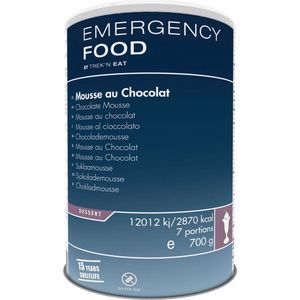 Trek'n Eat Emergency Food - Chocolademousse in blik - 7 porties - 15 jr houdbaar - Noodpakket - Noodrantsoen - Vriesdroogmaaltijd - Rantsoen - Outdoormaaltijd - Survival food - Overlevingspakket