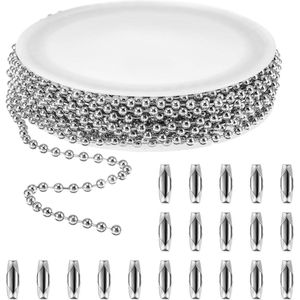 24 mm zilveren roestvrijstalen kogelketting - 164 ft met 20 stuks kogelkettingconnectoren