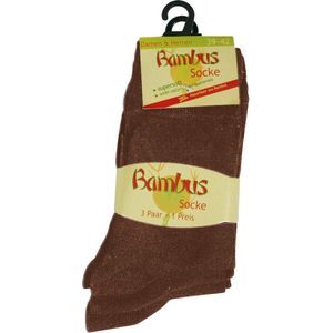 Bamboe sokken - 3 paar - donkerbruin - normale schachtlengte - maat 43/46