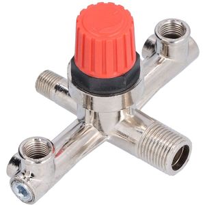 Luchtcompressor Schakelbuis Dubbele Uitlaat Metalen Klep Niet-instelbare Fitting Verdeelstuk Accessoire Rode Dop Regulator Drukklep Schakelaar