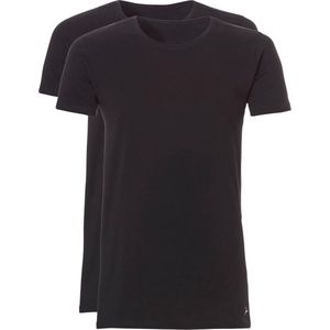 Ten Cate Basic T-shirt Zwart Ronde Hals Slim Fit 2-Pack - S