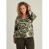 Yest - Curve Top - Donkergroen - V-hals - Rechte Mouwen