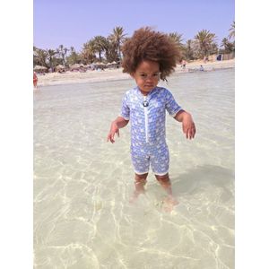 Ducksday - zwempakje voor baby en peuter - unisex - eendelig - met rits - UV-werend UPF50+ - Manta - Blauw - 1 jaar