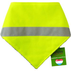Neongele Hivis hondenhalsdoek met reflecterende tape - DIMPLES 40cm S hondensjaal hondenbandana met comfortabele drukknopen