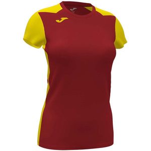 Joma - Record II - T-shirt - Geel/Rood - Korte Mouwen - Dames