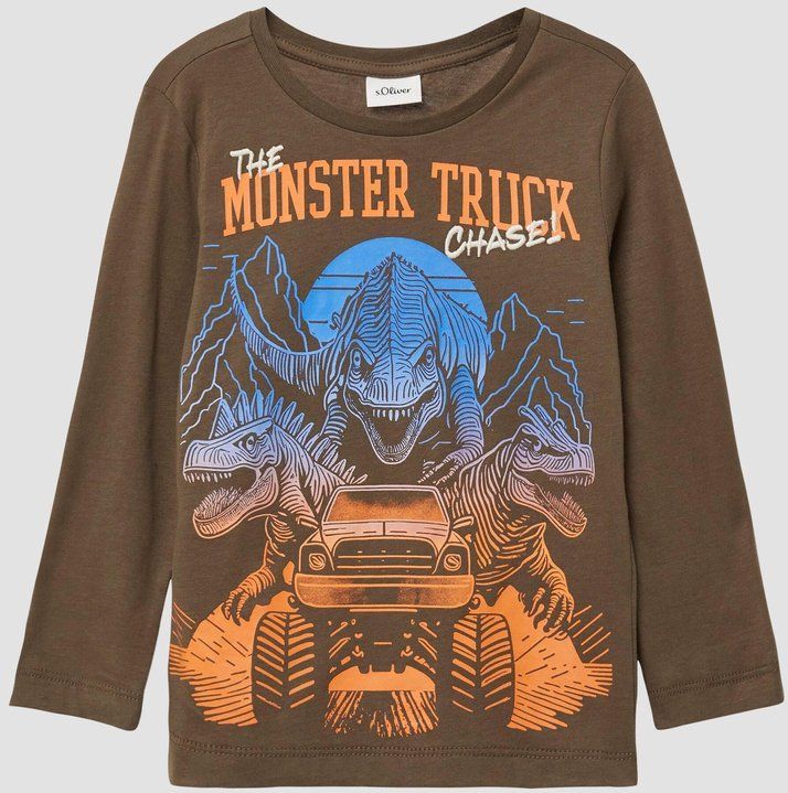 T-shirt - Jersey Top - Lange Mouwen - Ronde Hals - Dinosaurussen Print