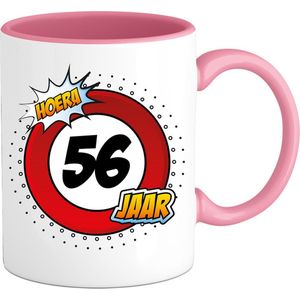 56 Jaar Verkeersbord Mok met teksts-sGrappig Verjaardag Beker Cadeaus-sBedrukte Koffie en Thee Mokkens-sZwarts-s330 ML