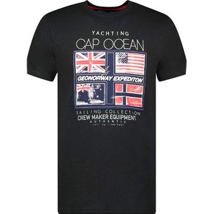 T-shirt Ronde Hals Zwart Cap Ocean Print Geographical Norway - XL