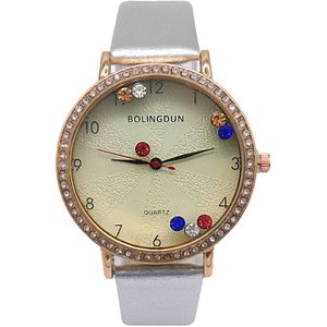 Horloge met Kralen - Kast 40 mm - Band Kunstleer - Zilverkleurig