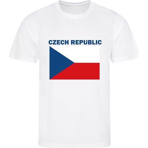 Tsjechië - Czech Republic - T-shirt Wit - Voetbalshirt - Maat: 158/164 (XL) - 12 - 13 jaar - Landen shirts