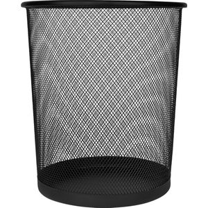 QUVIO Prullenbak staal - Papierbak - Prullenbakken - Papiermand - Afvalbak - Afvalemmer voor keuken of kantoor - Met 1 bak - Inhoud 11 Liter -  Staal - 23,5 x 26,5 cm (dxh) - Zwart