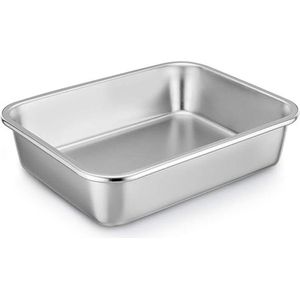 Ovenschaal - Roestvrij staal, rechthoekig, groot - 32,5 x 25,5 x 8 cm - Perfect voor lasagne, brownies en ovenschotels - Zware belasting, hittebestendig en vaatwasmachinebestendig