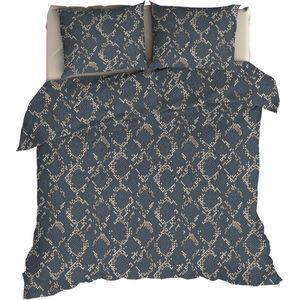 Romanette Bormio - Flanel - Dekbedovertrek - Tweepersoons - 200x200/220 cm - Blauw/Grijs