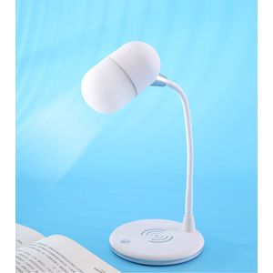 PriFri - 3 in 1 draadloze oplader, Bluetooth luidspreker, LED lamp, Wit