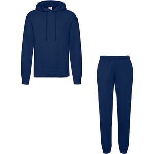 Fruit of the Loom Klassiek Joggingpak 2-delig Hoodie & Sweatpant Dames Heren Katoen Fleece Huispak Unisex Marine M