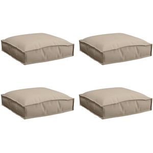 vidaXL - Buitenkussen - Set - van - 4 - Taupe - Polyester - stof - 40 - x - 40 - x - 8 - cm