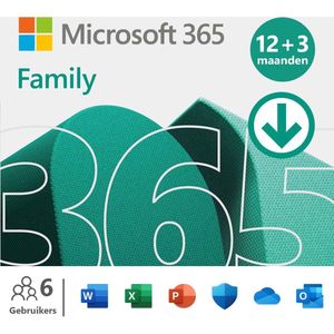 Microsoft 365 Family - 12 + 3 maanden extra abonnement - NL (download)