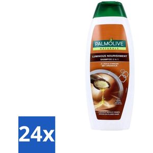 24 x Palmolive Naturals - 2in1 Shampoo - Luminous Nourishment - Voedend & Glanzend - 350 ml - Palmolive Shampoo - Voedende Shampoo - Glanzende Shampoo - Argan Olie Shampoo - 2-in-1 Shampoo