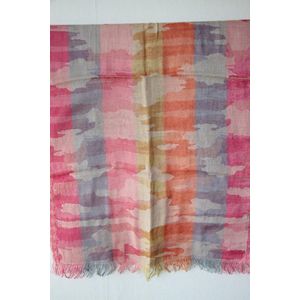 1001musthaves.com Dames sjaal met legermotief roze lila oranje katoen en zijde 50 x 180 cm