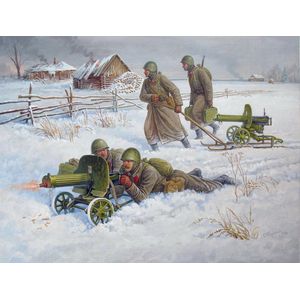 Zvezda - Soviet Machine-gun W/crew (Winter Uniform) (Zve6220) - modelbouwsets, hobbybouwspeelgoed voor kinderen, modelverf en accessoires