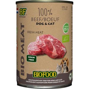 Biofood Organic - Biologisch Hondenvoer Natvoer - 100% Verse Rund - 400 gr NL-BIO-01