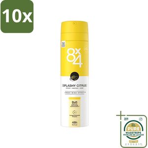 10 x 8 x 4 Deospray - Splashy Citrus - Deodorant - Citrusgeur - 150 ml - Grootverpakking - Citrusgeur - Deodorant - Zweetbescherming - Frisheid - Citrus
