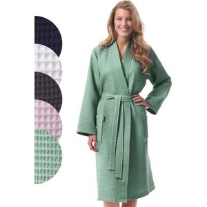 Dames Badjas Waffle Pique Katoen Licht