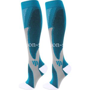 Compressiekousen dames S/M maat 36/39 - Blauw/grijs - Heerlijke kousen voor paardrijden - hardlopen - fietsen etc. warme voeten en goede doorbloeding