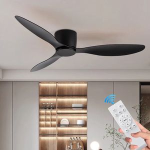Plafondventilator 3 blad Ø105cm zwart - stille ventilator – top kwaliteit - energie zuinig – met remote - ventilator voor laag plafond - 6 snelheden – beste alternatief voor airco - zomer en winter stand – zwarte ventilator