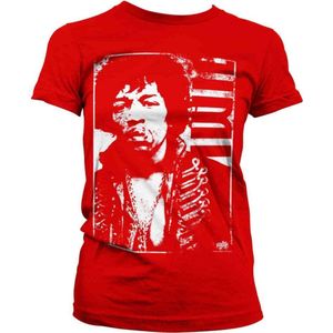 Jimi Hendrix Dames Tshirt -M- Distressed Rood