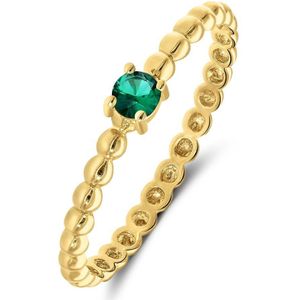 Lucardi Dames 9 karaat geelgouden ring met groene zirkonia - Ring - 9 Karaat - Goud - 16,5 / 52 mm