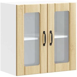 vidaXL - Keukenwandkast - met - glazen - deur - bewerkt - hout - sonoma - eikenkleur