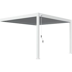 Orion Deluxe overkapping muurbevestiging - 360 x 400 cm - wit - Weerbestendig en Luxe uitstraling - Volledig Aluminium Terrasoverkapping - Perfect te gebruiken als Tuinprieel / Carport / Veranda / Pergola