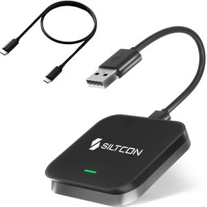 Siltcon® 2-in-1 Carplay Dongle - Android Auto Dongle - Carplay Apple - USB-A - USB-C - Zwart - Draadloos Carplay - 2025 model