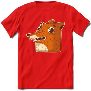 Friendly fox T-Shirt Grappig | Dieren vos Kleding Kado Heren / Dames | Animal Skateboard Cadeau shirt - Rood - S