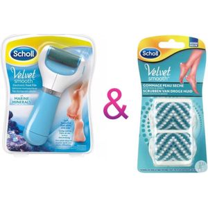 Scholl Velvet Smooth Scrub navulling + Scholl Velvet Smooth Scrubben Van Droge Huid Exfoliatie Roller Voeten En Benen 2 Stuks-Eelverwijderaar- Voetverzorging.